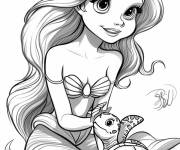 Coloriage Ariel la princesse de fond marin de Walt Disney