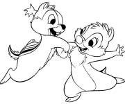 Coloriage et dessins gratuit Chipmunks coquins et Dale de Walt Disney à imprimer