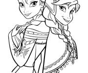 Coloriage Elsa et Anna de Walt Disney