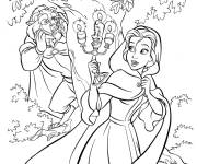 Coloriage La Belle et la B&ecirc;te en s'amusant dans le jardin
