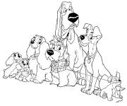 Coloriage La belle et le clochard film de Walt Disney