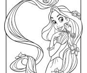 Coloriage La belle Raiponce mignonne de Walt Disney