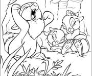Coloriage La famille des lapins commence leur journ&eacute;e