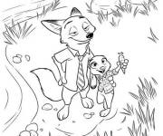 Coloriage Lapin et renard de dessin anim&eacute; de Walt Disney
