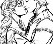 Coloriage Le beau prince embrasse la princesse de Walt Disney