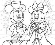 Coloriage Le mariage de Mickey et Minnie Mouse de Walt Disney d&eacute;taill&eacute;