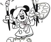 Coloriage Le peintre Mickey