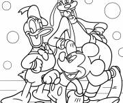 Coloriage Les h&eacute;ros de Walt Disney Dingo, Donald Duck et Mickey Mouse