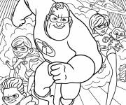 Coloriage Les Indestructibles avec Syndrome et Frozone de Walt Disney Pixar