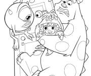 Coloriage Les monstres sauvent la petite fille