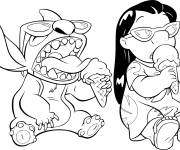 Coloriage Lilo et Stitch personnages de Walt Disney