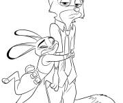 Coloriage Loup et lapine dr&ocirc;le de Walt Disney