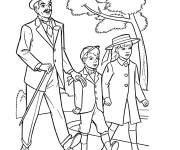 Coloriage Mary poppins famille banks de Walt Disney