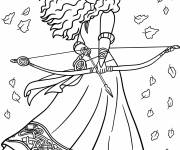Coloriage M&eacute;rida tenant un arc et des fl&egrave;ches