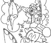 Coloriage Mickey a la p&egrave;che