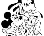 Coloriage Mickey avec Dingo et Donald de Walt Disney