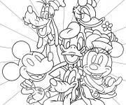 Coloriage Mickey avec Donald, Daffy, Minnie, Pluto et Dingo