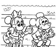 Coloriage Mickey et Minnie en mangeant de Walt Disney