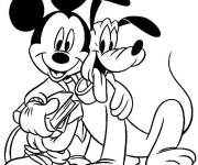 Coloriage Mickey et Pluto de Walt Disney
