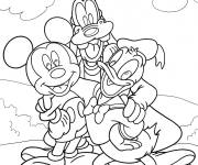 Coloriage Mickey Mouse avec Donald Duck et Dingo de Walt Disney