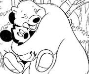 Coloriage Mickey Mouse avec un ours amoureux