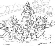 Coloriage Mickey Mouse de Walt Disney avec ses amis