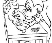 Coloriage Mickey Mouse pr&eacute;pare les g&acirc;teaux