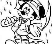 Coloriage Mickey Mouse sous la pluie
