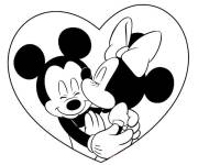 Coloriage et dessins gratuit Minnie Mouse et Mickey Mouse amoureux de Walt Disney à imprimer