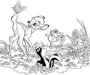 Coloriage Papillon et Bambi de Walt Disney