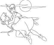 Coloriage Peter Pan en l'ai avec sa bien aim&eacute;