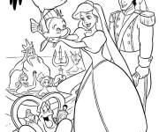 Coloriage Princesse et prince avec leurs amis de Walt Disney