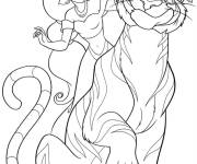 Coloriage Princesse Jasmine avec le tigre