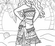 Coloriage Princesse Moana r&eacute;aliste de Walt Disney