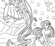 Coloriage Princesse Raiponce et Ariel de Walt Disney