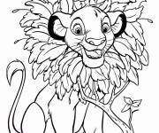 Coloriage Simba s'amuse dans les buissons