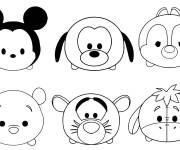 Coloriage T&ecirc;tes des personnages de Walt Disney kawaii