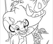Coloriage Timon et les amis du fil Lion Simba