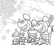 Coloriage Walt Disney Mickey Mouse et sa femme Minnie
