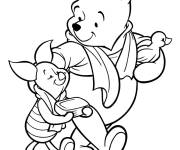 Coloriage Winnie et Piglet en marchant ensemble