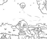 Coloriage Animaux regardant Star dans le ciel