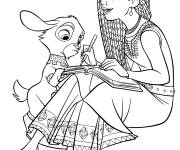 Coloriage Asha &eacute;crit sur sa note avec Star and Valentino