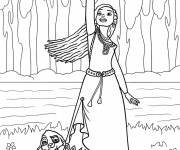 Coloriage Asha et Valentino la ch&egrave;vre dans la for&ecirc;t