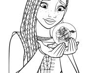 Coloriage Asha tenant le souhait de son grand-p&egrave;re