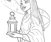 Coloriage Asha tenant une lanterne