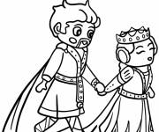 Coloriage Chibi roi Magnifico et la reine Amaya