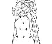Coloriage Sakina embrassant Valentino