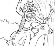 Coloriage Sc&egrave;ne d'Asha et Valentino chevauchant un cerf