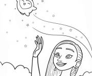 Coloriage et dessins gratuit Star brille dans le ciel au-dessus d'Asha à imprimer
