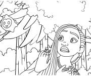 Coloriage Star et Asha parmi les arbres